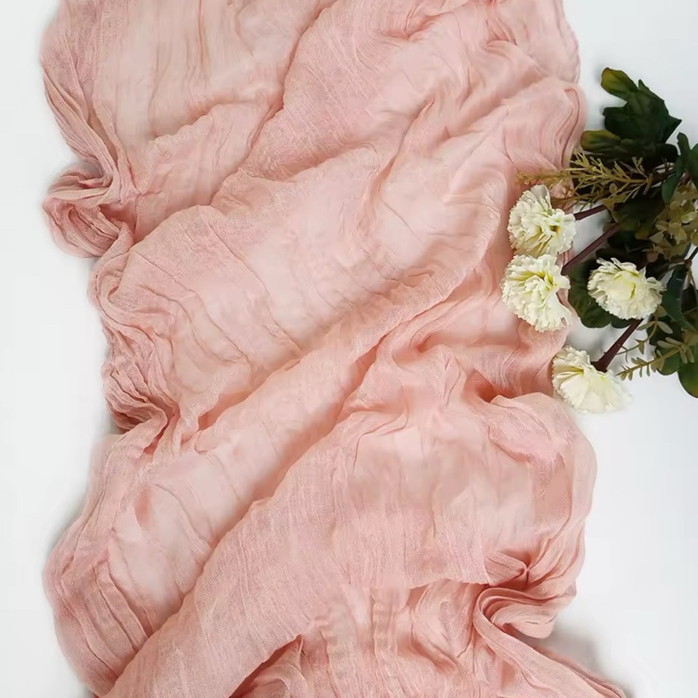 Semi-Sheer Gauze Table Runner Cheesecloth Table Setting - Pink